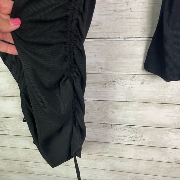 Nine Britton Ribbed Ruched Dress Black Size Large - Picture 3 of 4